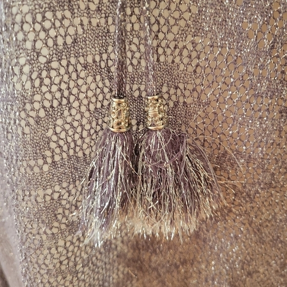 WHBM Sheer Silver Metallic Mesh Top Size Small - Picture 5 of 6